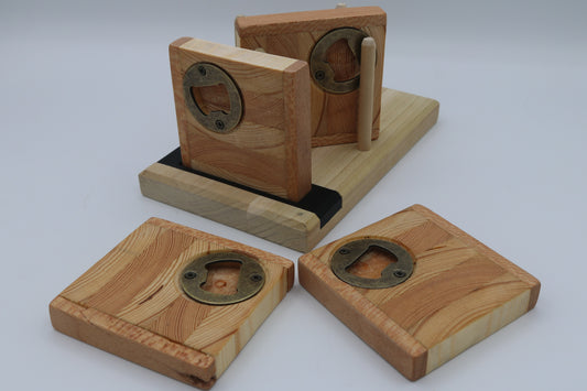 Wooden Coasters with built in Bottle Opener